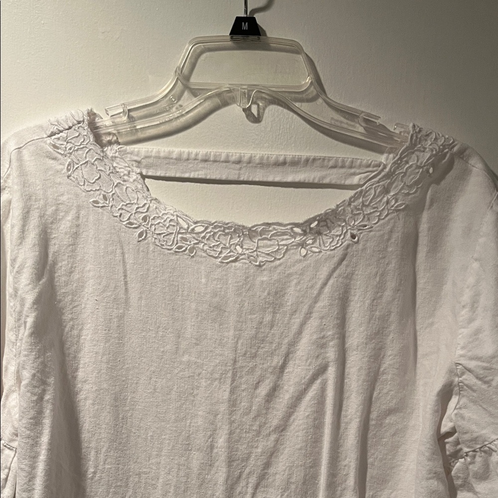 LOFT White Floral Lace Blouse